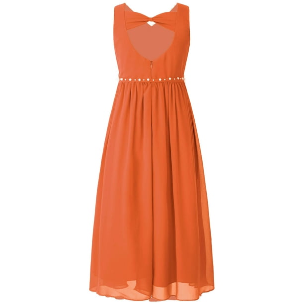 princess polly baby blue dress Orange Chiffon Prom Dresses with Slit Beaded Bodice Plunging V-Neck FD –  Viniodress main image 0