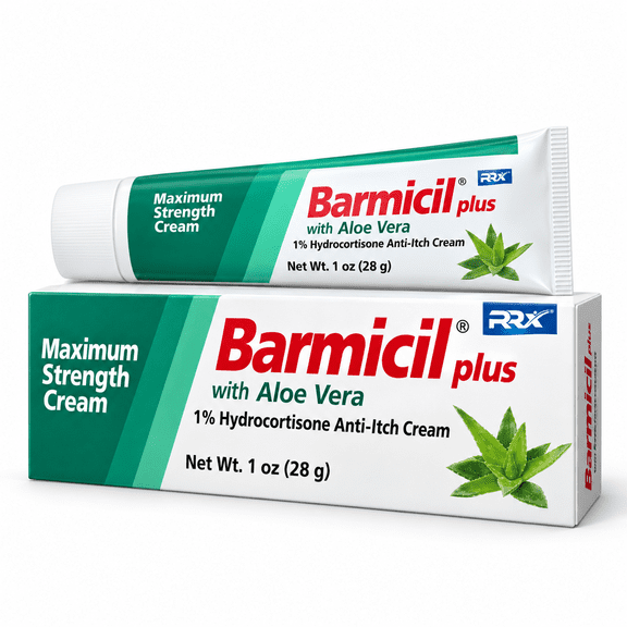 Barmicil Maximum Strength 1% Hydrocortisone Anti-Itch Cream with Aloe Vera, 1 oz