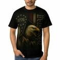 thumbnail image 3 of Men’s USA Flag Bald Eagle Graphic T-Shirt, All-Over Print Style, Stretch Polyester Spandex Tee, Short Sleeve Crewneck, S-4XL, 3 of 7