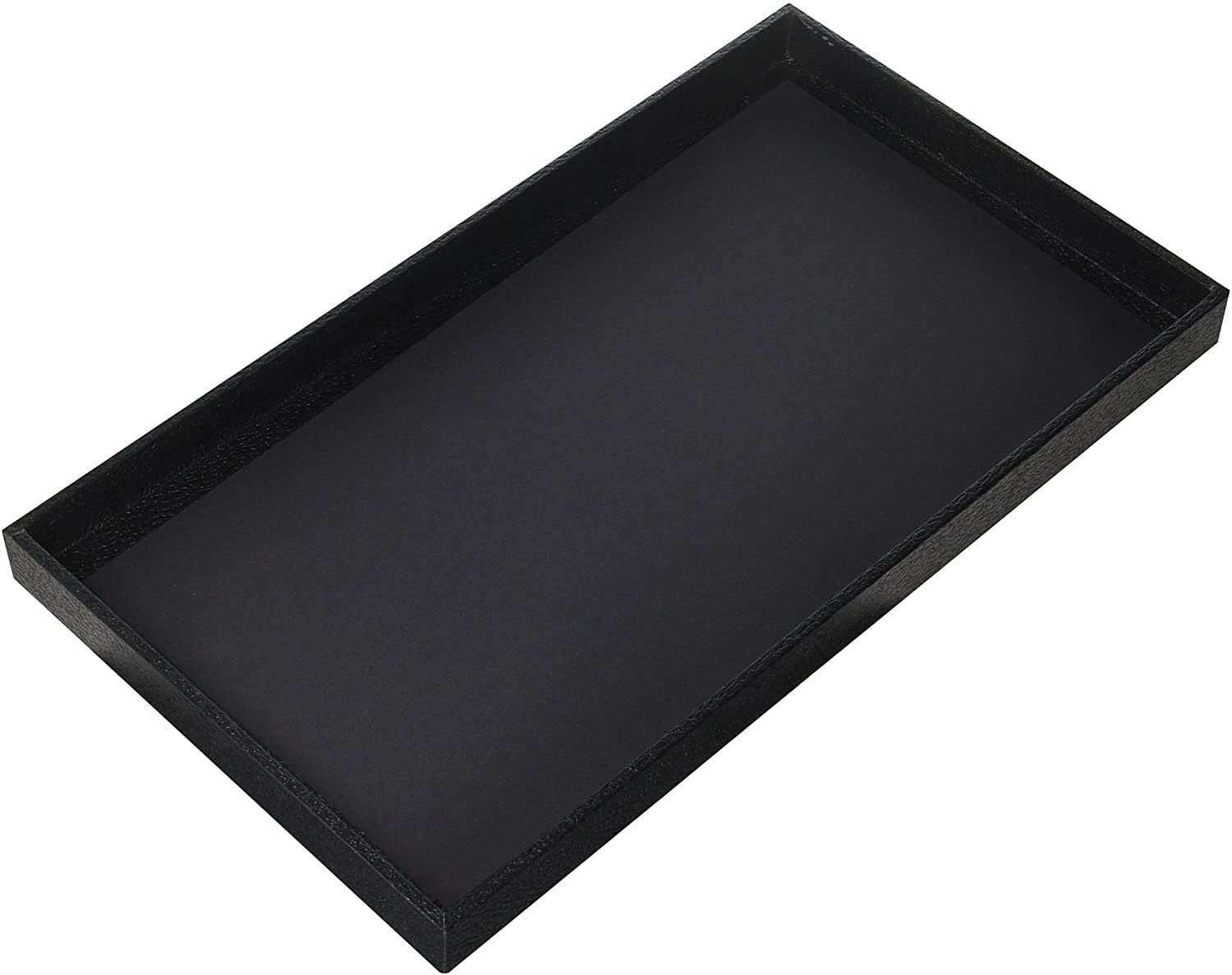 1-1P Large Black 1 Inch Deep Plastic Display Tray & Black Velvet Display Pad 