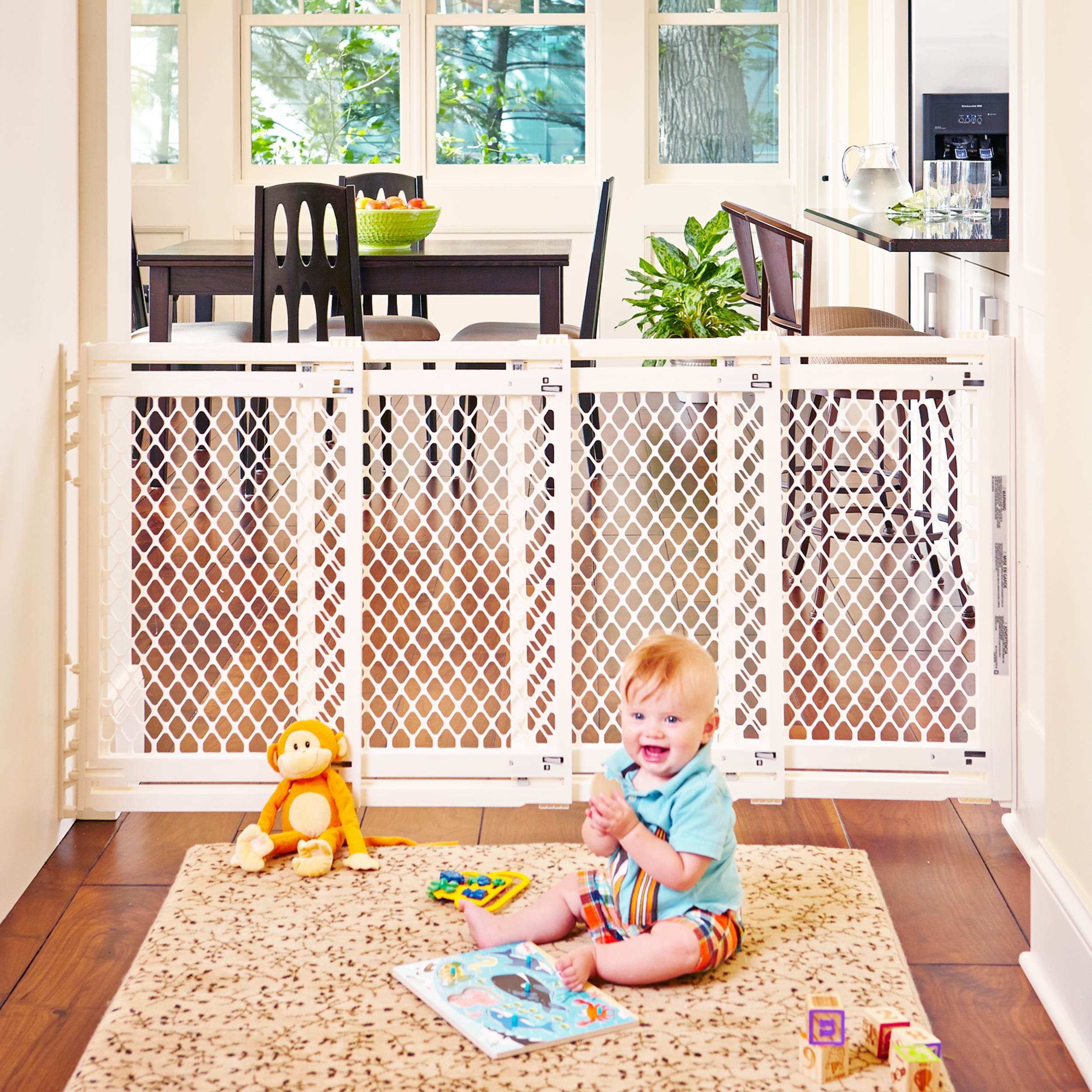Baby Pet Gate Extra Wide Dark Wood Expanable Door Tall Infant Child Kid Safety 