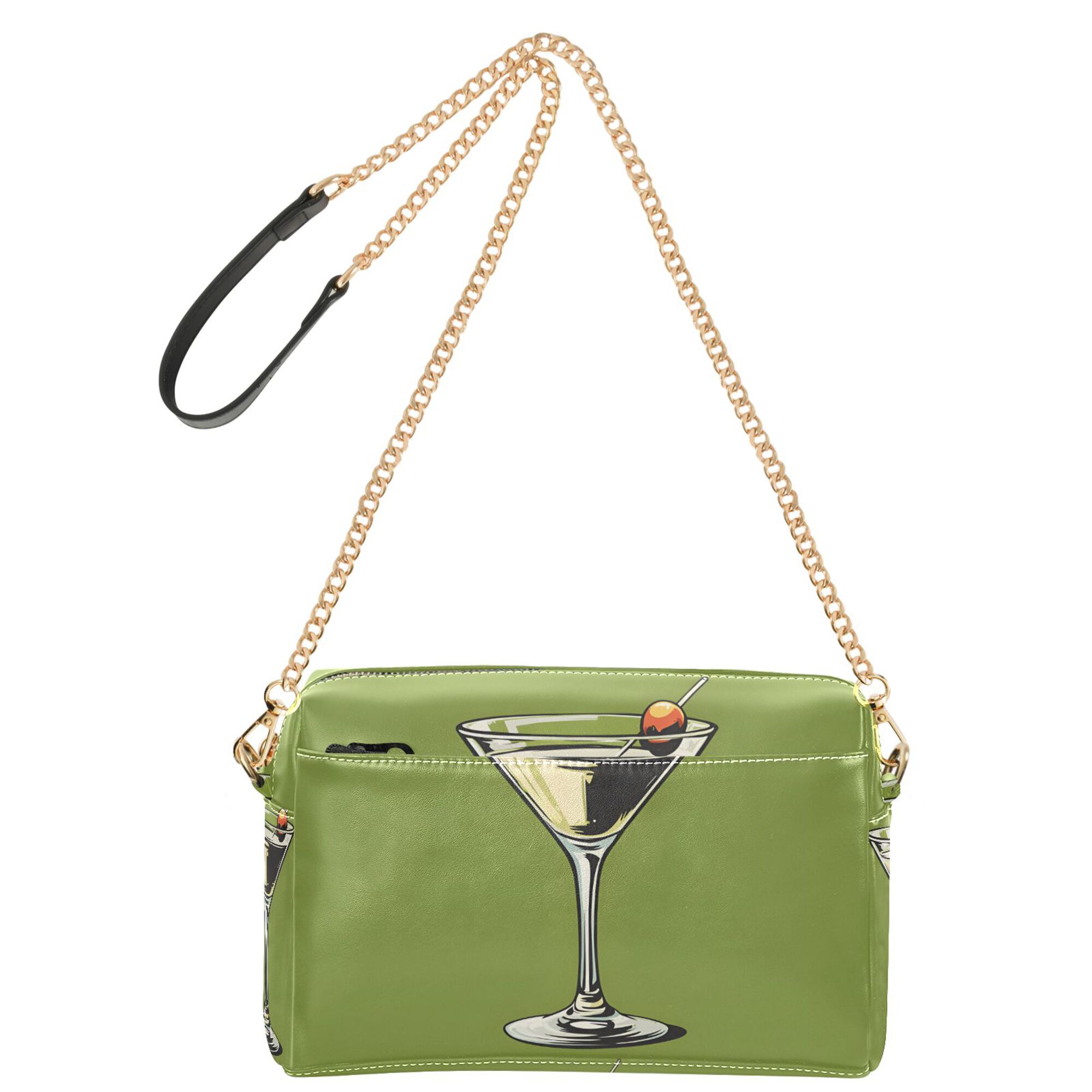 FORMRS Women Crossbody Purse with Chain Strap Vegan Leather Shoulder Handbag, Light Black Martini