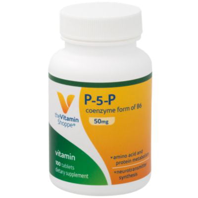 The Vitamin Shoppe P5P (Pyridoxal5Phosphate) 50MG, Coenzyme Form of Vitamin B6, Amino Acid that Supports Protein Metabolism, Neurotransmitter Synthesis (100