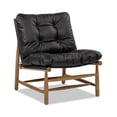 thumbnail image 4 of Mid-Century Modern Accent Chair in Genuine Leather, Stylish Black Upholstered Chair for Living Room or Office, 4 of 10
