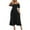 Black, variant on Women's Casual Off-Shoulder Short Sleeve Midi Dress - Ruched Waist & Flowy A-Line Skirt Breezy Soft Fabric Pink M