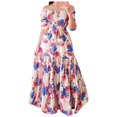 thumbnail image 1 of Robes Bohèmes à Fleurs pour Femmes, Épaules Dénudées, Fluides, Ligne A, Plage, Fête, Robe Maxi, Robes de Retour à la Maison, 1 of 7