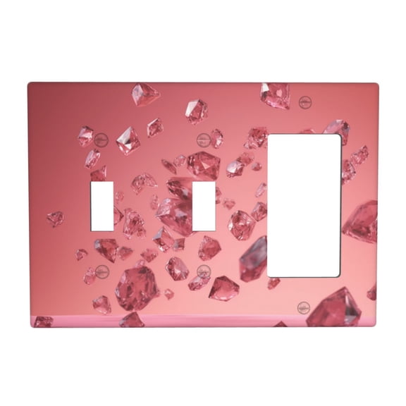 Red Crystal Switch Cover Decorative Wall Plate 3-Gang 2-Toggle 1-Decor Standard Size