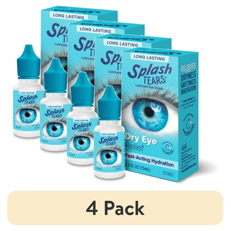 (4 pack) Splash Tears Fast Acting Artificial Tears Moisturizing Eye Drops Grittiness Irritation Use Daily 0.5 fl oz