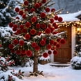 thumbnail image 3 of COM1950s Flocked Christmas Ball Ornaments, Shatterproof Velvet Tree Decorations with Hanging String for Holiday Party and Home Display, 3 of 6