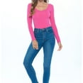 thumbnail image 3 of Natural Uniforms Long Sleeve Scoop Neck Body Suit--Breathable Cotton Stretch(Neon Pink, Small), 3 of 6