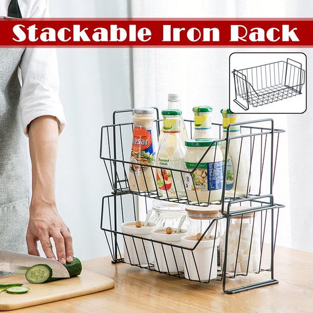 Wire Storage Baskets Stackable Home Kitchen Iron Storage ...