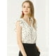 thumbnail image 4 of INSPIRE CHIC Blusa Con Cuello En V De Gasa Con Volantes Top De Camisa De Verano Con Manga Casquillo Y Lunares Para Mujer Beige M, 4 of 6