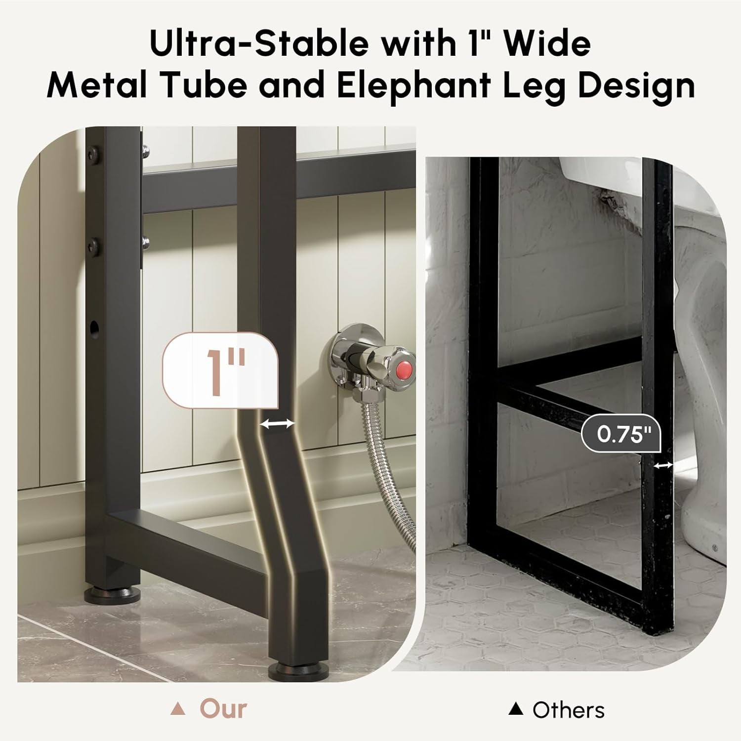 Fil-fresh Over The Toilet Storage Cabinet, Bathroom Organizer with Tempered Glass Doors, Thicken Metal Stand & MDF Wood, Freestanding Space Saver, White