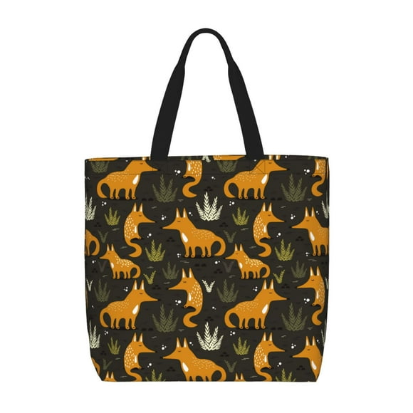 Sikiie Funny Fox by the Field Print Single Shoulder Bag, Large Capacity Zipper Handbag, Waterproof Shopping Bag, School and Work Shoulder Bag