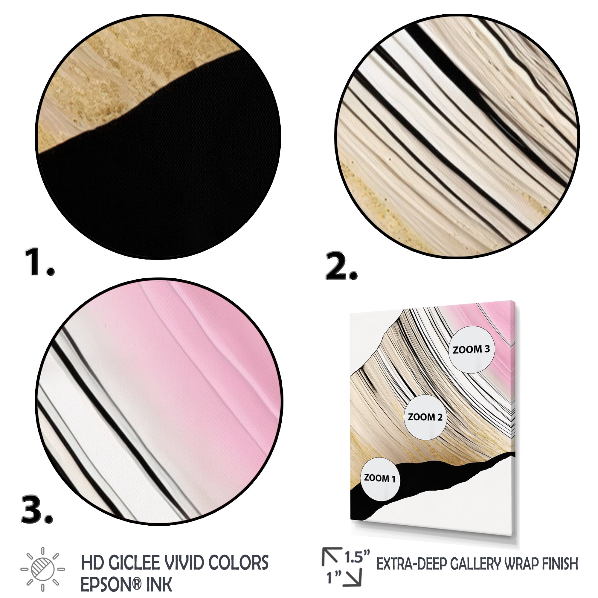 Designart Minimalism Pink And Gold Cubic Fusion I Canvas Wall Art