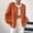 Orange, variant on Women Soft Teddy Fleece Button Down Blazer Jacket Long Sleeve Fall Winter Casual Layering Outerwear Orange 4XL