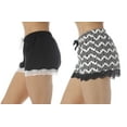 thumbnail image 2 of Just Love Women’s Pajama Shorts – Soft Cotton Lounge Sleep Shorts with Drawstring Waist (Black - Black Chevron (Pack of 2), 1X), 2 of 3