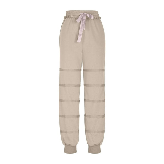 KIHOUT Womens Drawstring Sweatpants Striped Comfortable Stretch Baggy Trousers Jogger