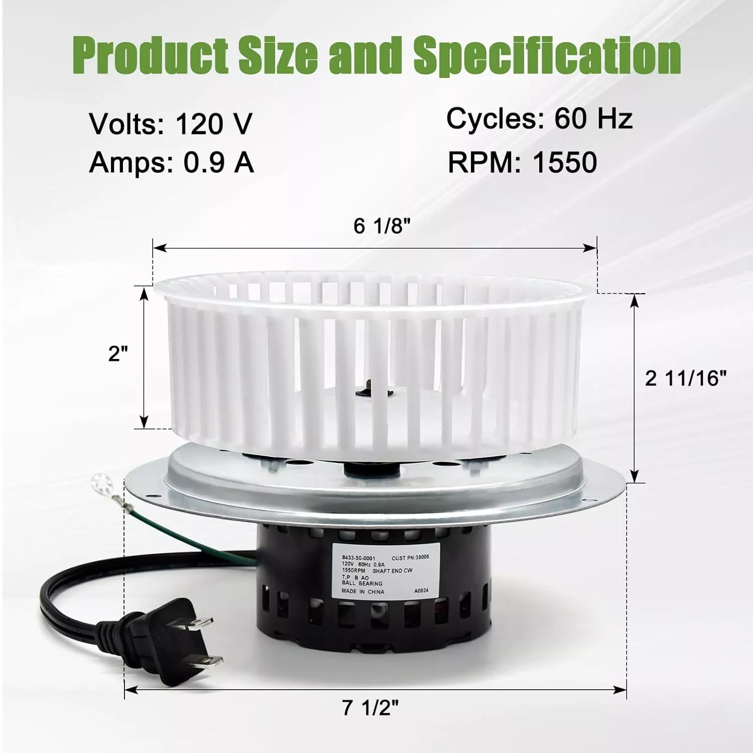 ぼんぼん JA2B089N 0695B000 Bathroom Exhaust Fan Motor for Nutone QT80