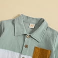 thumbnail image 2 of Gibobby Conjunto niño Ropa De Bebé Niño Niña Ropa De Algodón De Lino Bloque Camisa Con Botones Pantalones Sólidos Conjunto De 2 Piezas Trajes Casuales(Verde,12-18 Meses), 2 of 5