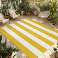 thumbnail image 2 of Outdoor Rug 3x5 ft Yellow White Stripe Outdoor Large Area Rug Non Slip Rubber Simple Style Striped Front Door Mat RV Rug Camping Carpet Patio Outdoor Rugs for Backyard Balcony Deck Porch Indoor, 2 of 9