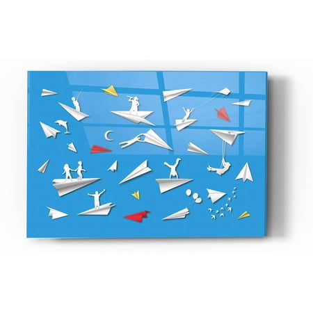Epic Art Paper Planes Acrylic Glass Wall Art 24 x36