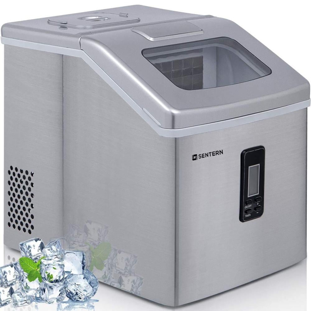 Sentern Portable Electric Clear Ice Maker Machine Stainless Steel Countertop Ice Making Machine 2 4 Lbs Ice Storage 48 Lbs Per Day Real Clear Ice Cubes Actual Ice Crystal Clear Ice Not Bullet