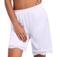 thumbnail image 2 of Lace Satin Shorts for Women Summer Casual Lightweight Elastic Waist Straight Leg Loose Knee Length Pettipants, 2 of 8