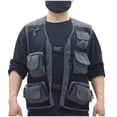 thumbnail image 2 of Penkiiy Chaleco reflectante Casual Rompevientos Noche Sporting Coat Ropa con capucha Multi-bolsillo Pesca Trabajo sin mangas Top 2XL Negro, 2 of 9
