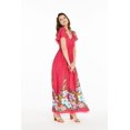thumbnail image 4 of Women's Hawaiian Maxi Ruffle Sleeve Dress in Rafelsia Border Pink, 4 of 5