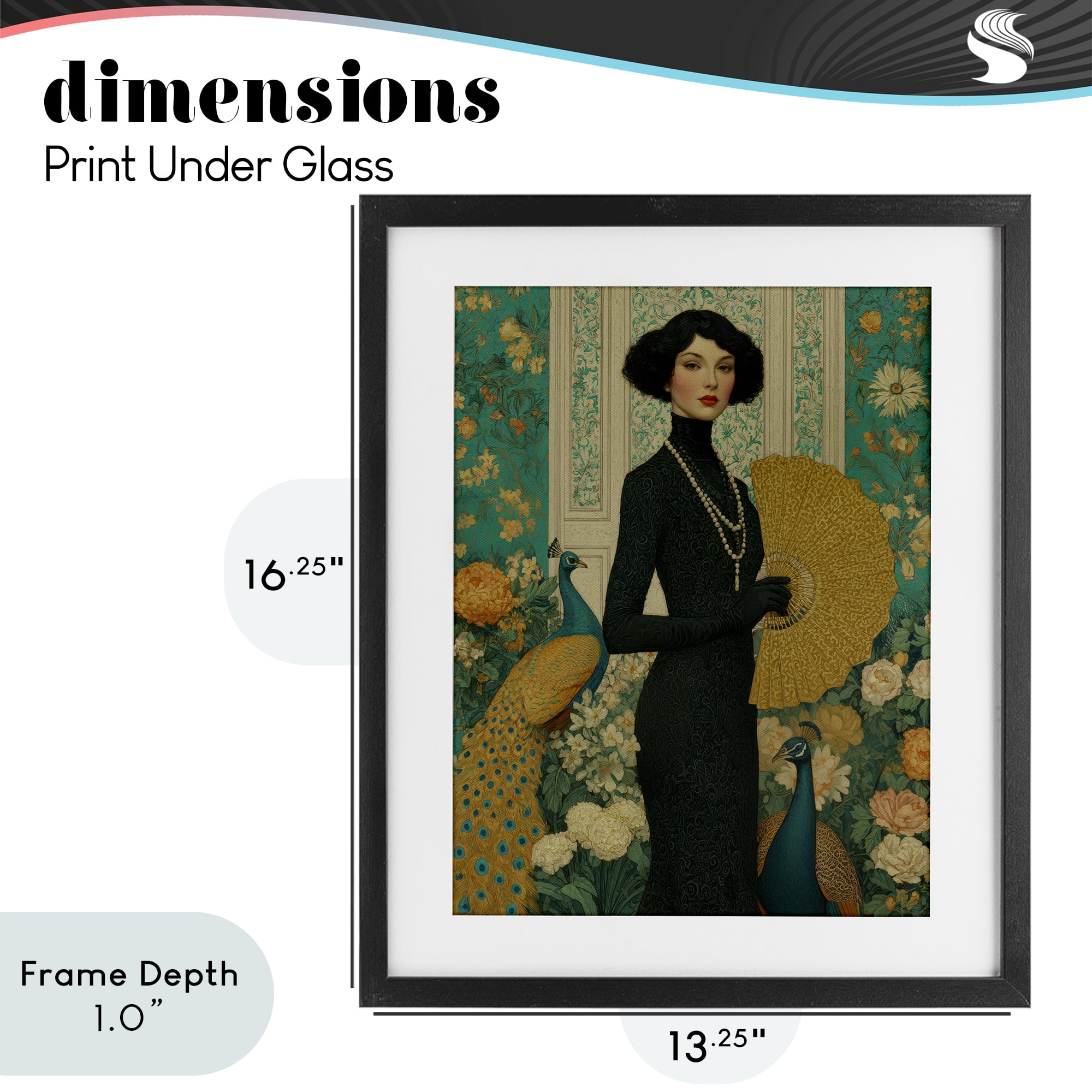 Stupell Industries Floral Velvet Reign Black Framed Print Under Glass, design by A Barefoot Stylist