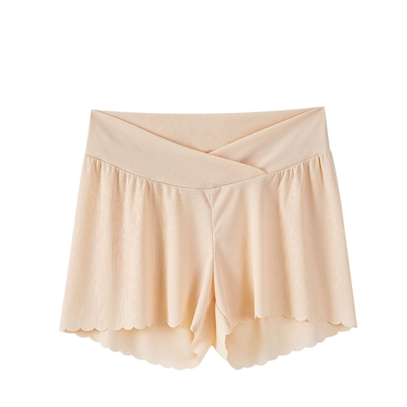 QSAWXQZ Women's Maternity Safety Shorts over Belly Wide Waist Stretch Layering Shorts M