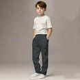 thumbnail image 2 of Spazoro Boys Cargo Sweatpants, Multi-Pockets Solid Color Baggy Elastic Waist Drawstring Straight Leg Pants for Kids Dark Gray Size 7, 2 of 7