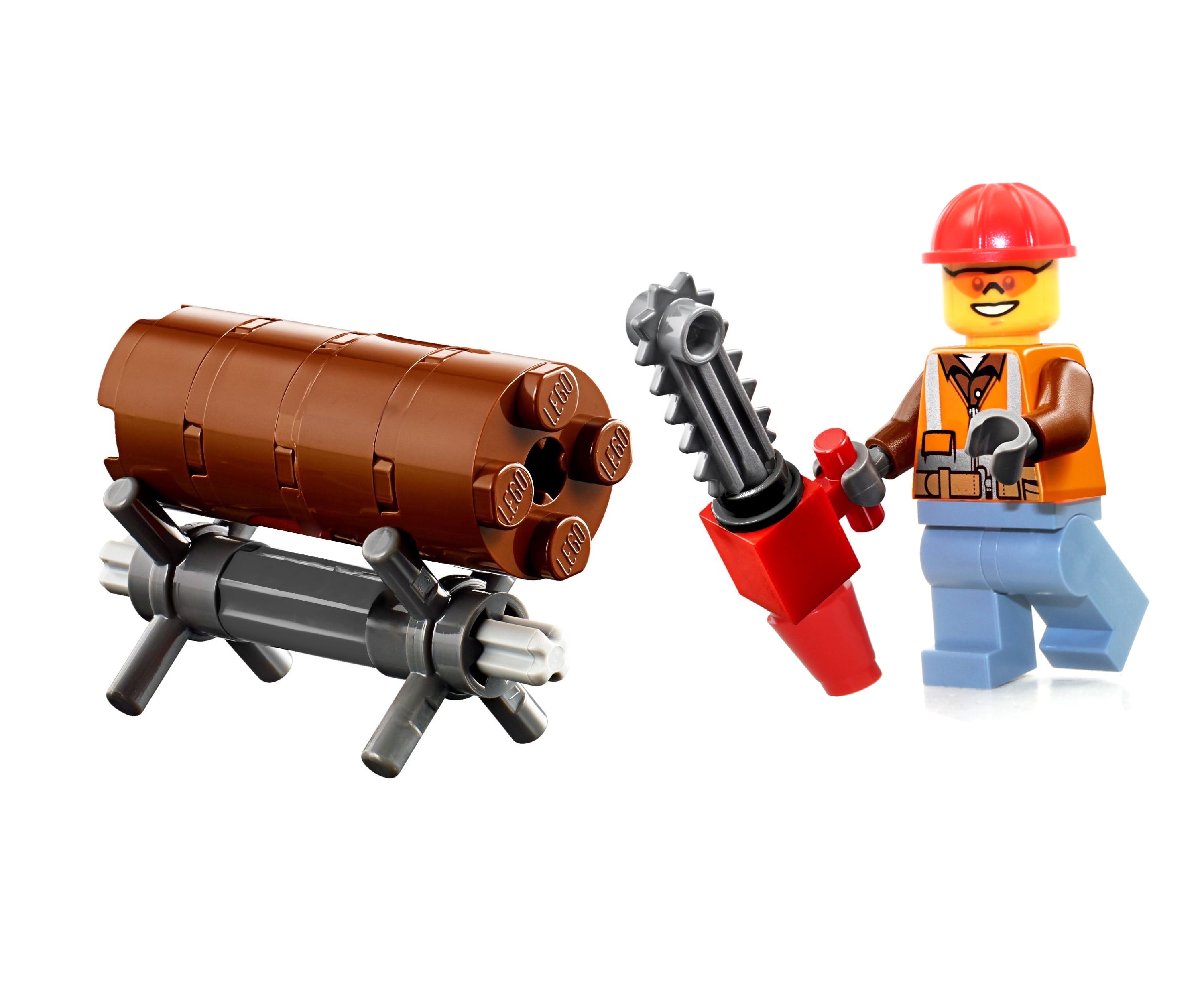 LEGO City MiniFigure Forester Lumberjack Tree Trimmer with Chainsaw and Tree Log