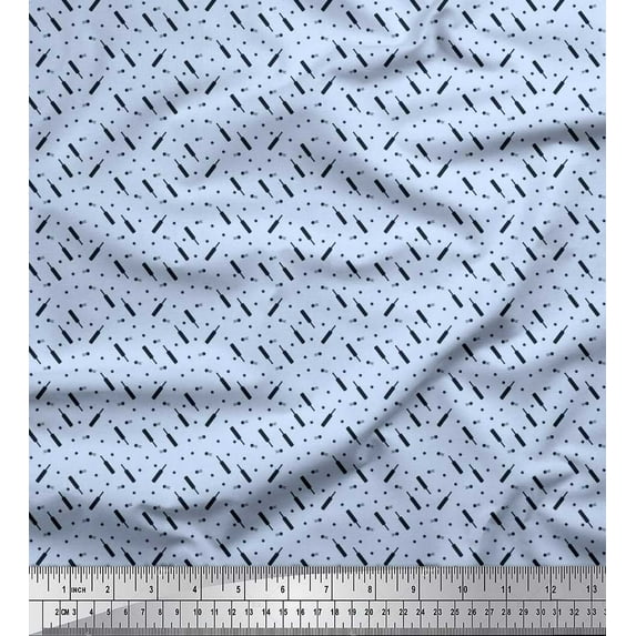 Soimoi Rayon Fabric Cricket Bat & Ball Shirting Print Sewing Fabric Yard 42 Inch Wide