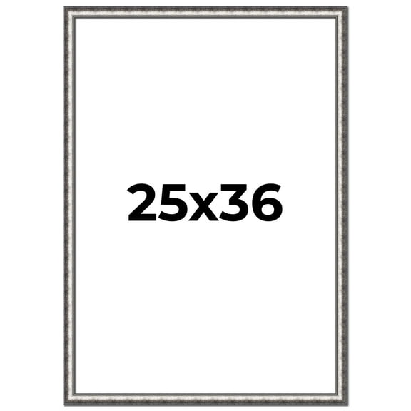 25x36 Frame Silver Real Wood Picture Frame Width 1.125 Inches | Interior Frame Depth 0.5 Inches |
