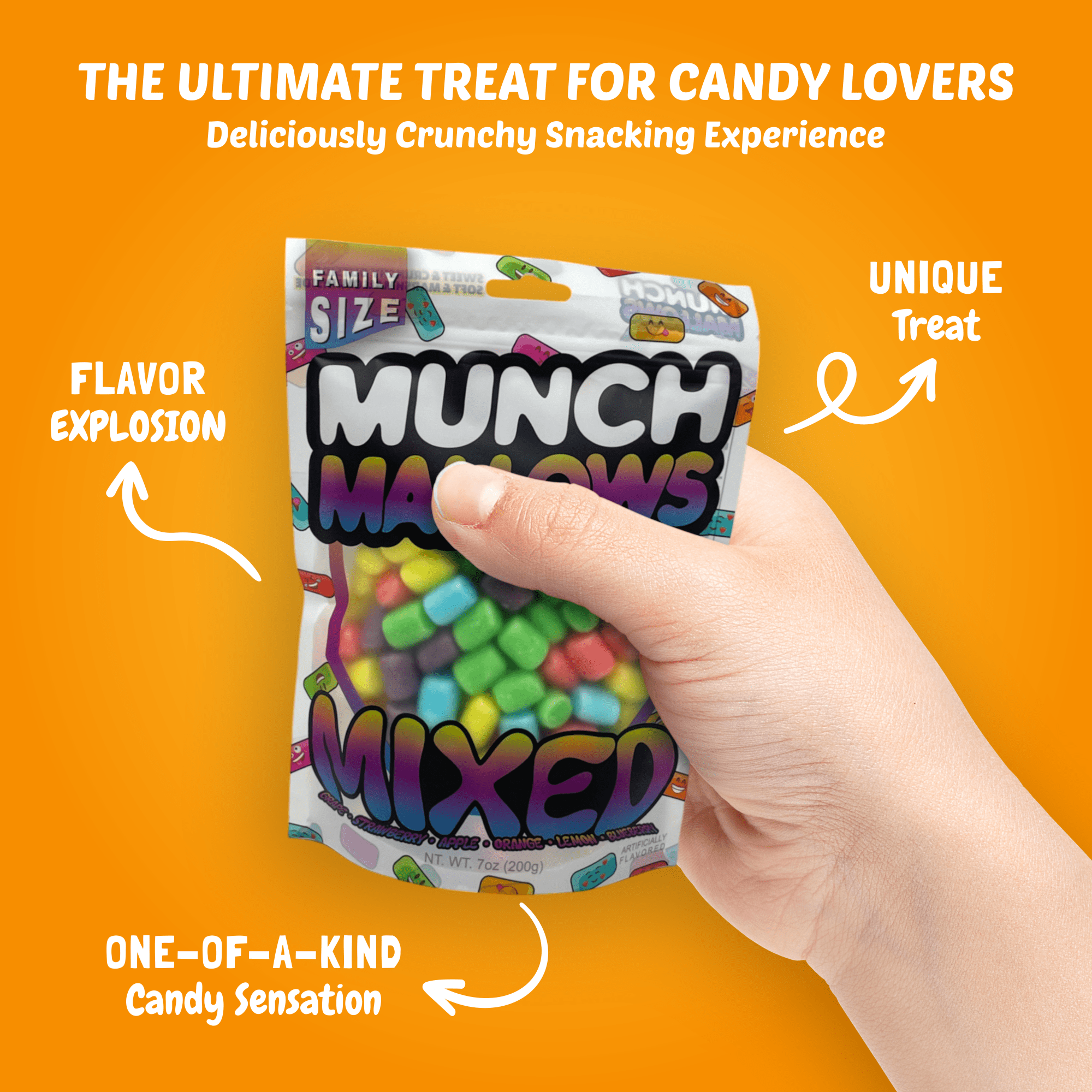 Mixed Munch Mallows Mixed Fruit Flavors Soft Marshmallow Center