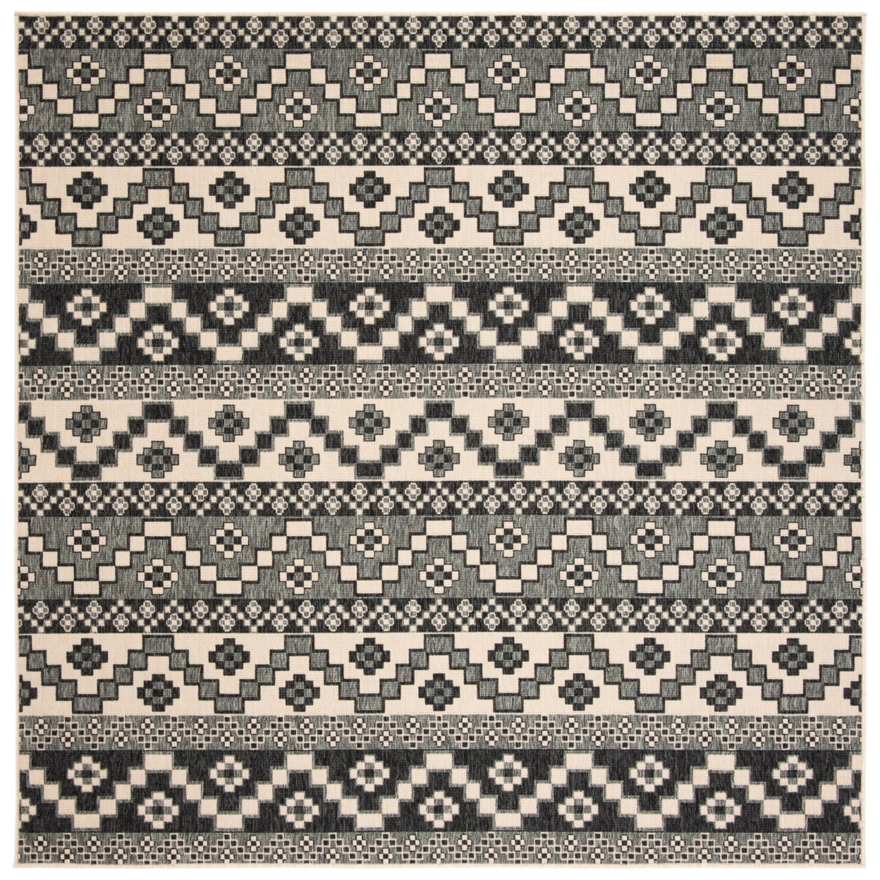 SAFAVIEH Veranda Luwig Southwestern Indoor/Outdoor Area Rug, 4' x 5'7", Grey/Beige
