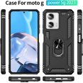thumbnail image 6 of for Moto G Power 5G 2023 Case with HD Screen Protector, Military-Grade Metal Ring Kickstand 15ft Drop Tested Shockproof Cover Case for Motorola Moto G Power 5G 2023, Black, 6 of 15