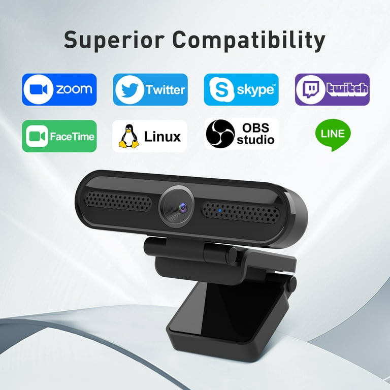 2K/1080p Webcam with 2 Microphones for Laptop Conference Streaming Web PC  USB Webcam Autofocus Vizolink