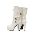 thumbnail image 4 of Bnwani Boots for Women Fall Winter Fashion Mid-Heel Thick High Ankle Versatile Casual Sweet Boot White Size 7, 4 of 5