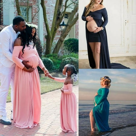 

Photography Prop Pregnant Women Maxi Dress Gown Maternity Mother Daughter Match