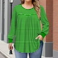 thumbnail image 2 of IROINNID Fashion Women Casual Round Neck Plus Size Long Sleeve Blouse Top Comfortable Soft Stretchy Wrinkle Resistant Everyday Wear Loose Fit Trendy Tuni(Green#2,5XL), 2 of 6