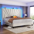 thumbnail image 6 of EnHomee Queen Bed Frame with 51"Tall Headboard Upholstered Queen Size Bed Frame with LED Lights & Charge Station, Beige No Box Spring Needed, Noise Free, 6 of 9