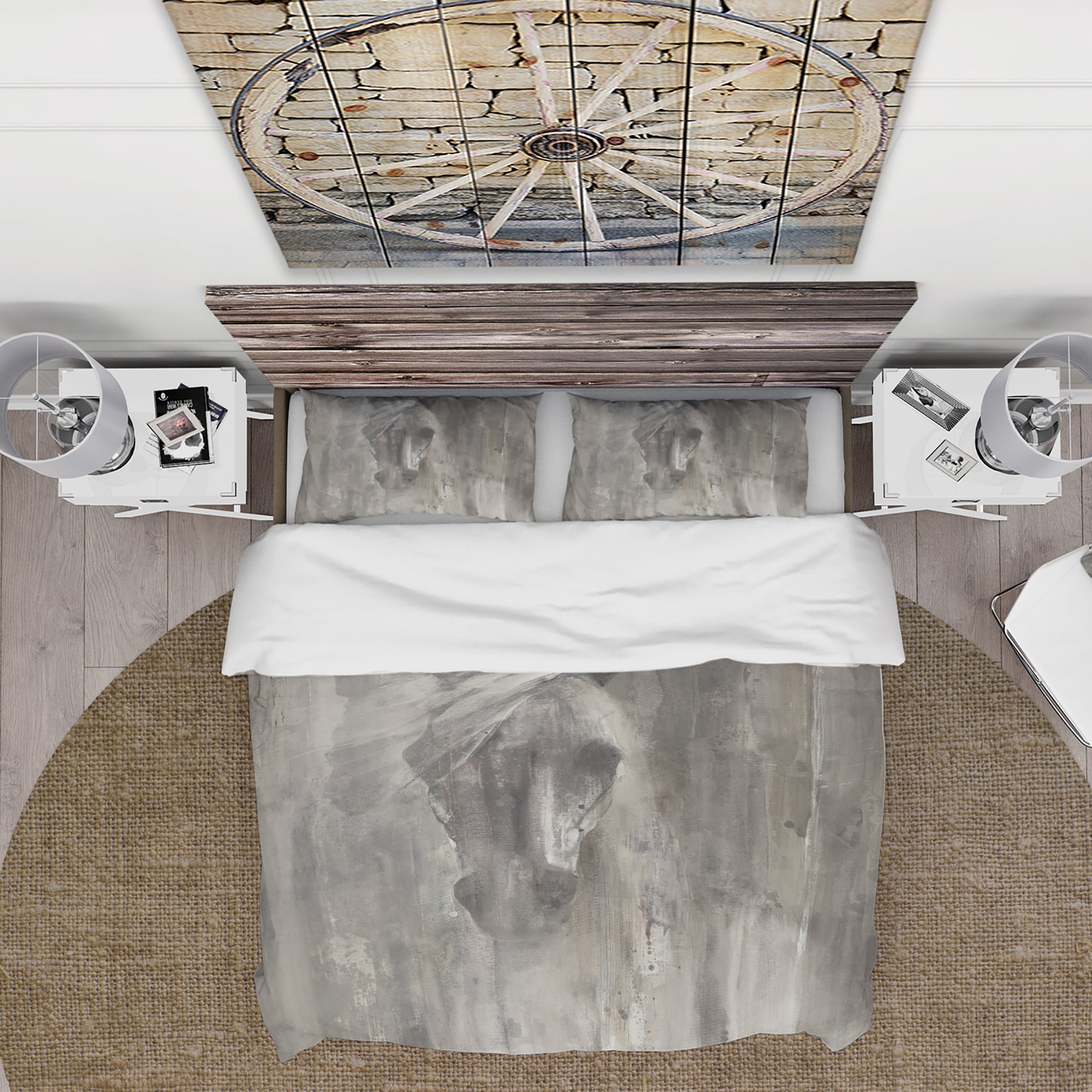 Designart 'Farmhouse Horse' Cottage Duvet Cover Set