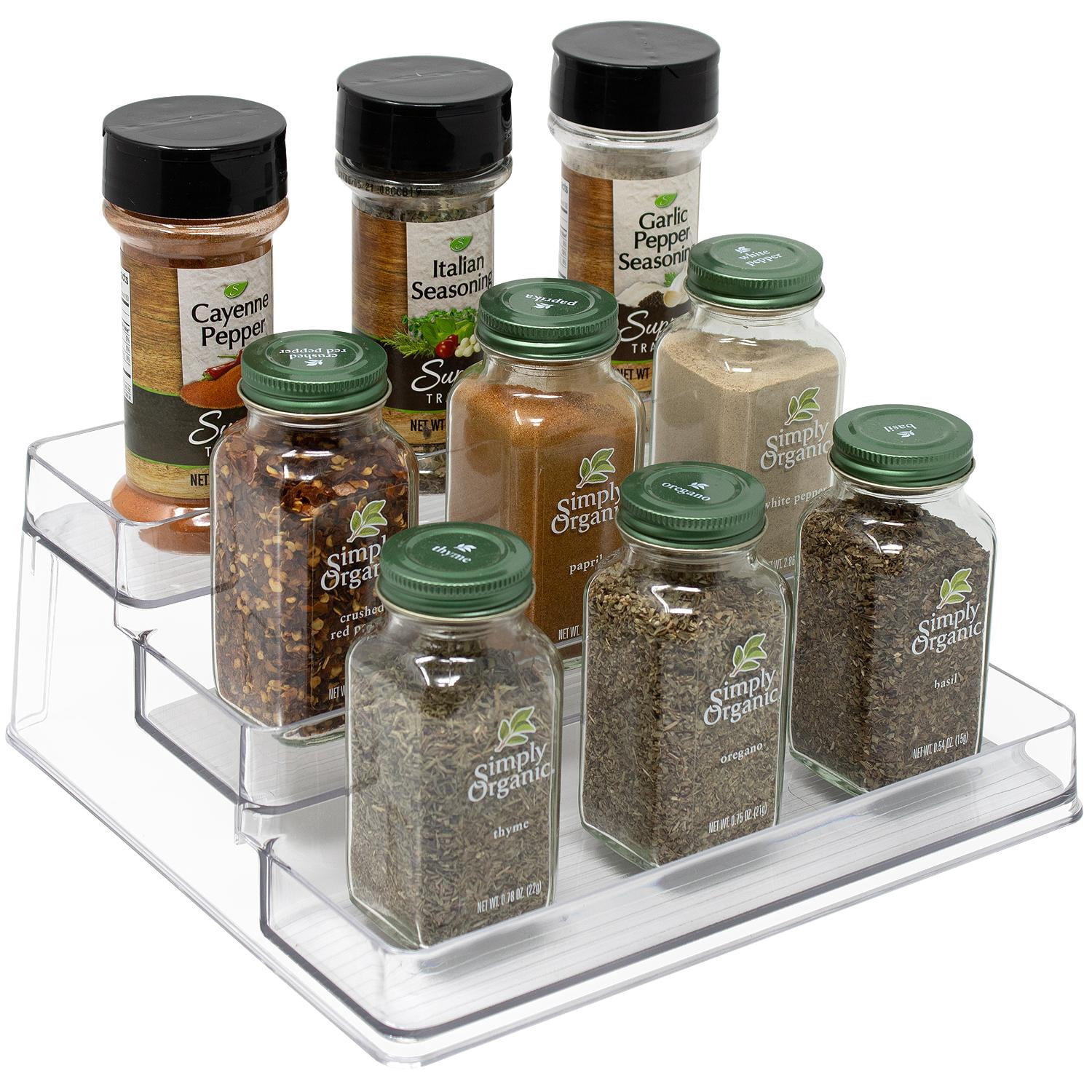 Sorbus Clear Acrylic 3 Tier Spice Rack Organizer Set, 2 Pack, Kitchen Pantry Storage Shelves