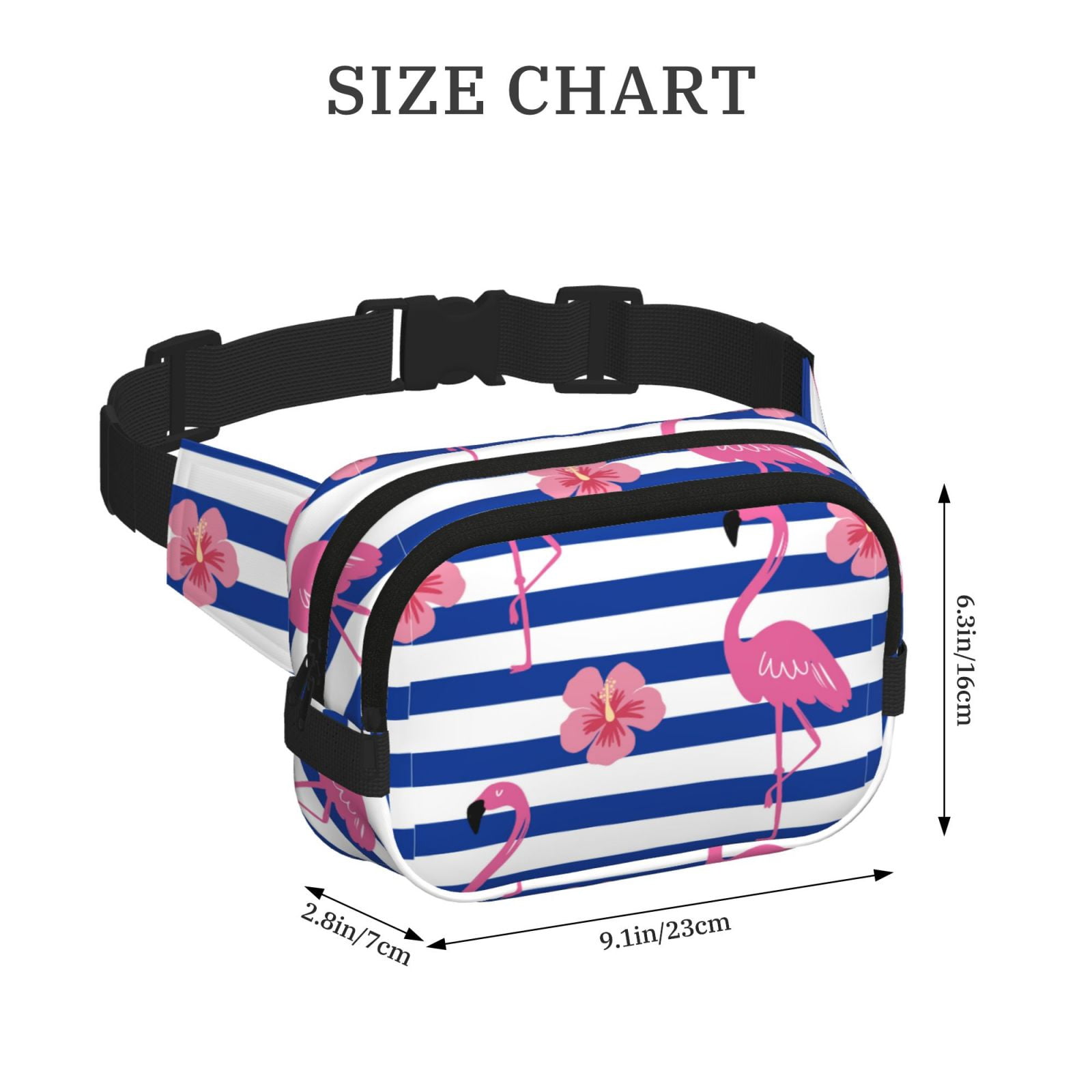 Picia Flamingo Print Square Double-Layer Waist Bag Mini Adjustable Waist Belt Bag Exercise Running Travel Hiking