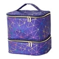 thumbnail image 2 of Estuche de transporte de doble capa, bolsa de almacenamiento de PU, organizador de esmalte de uñas, estuche para perfume. Azul profundo, 2 of 9