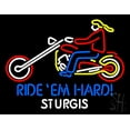 thumbnail image 1 of Ride Em Hard Sturgis Motorcyle LED Neon Sign 24 x 31 - inches, Clear Edge Cut Acrylic Backing, with Dimmer - Bright and Premium built indoor LED Neon Sign for automotive store, and mall., 1 of 7