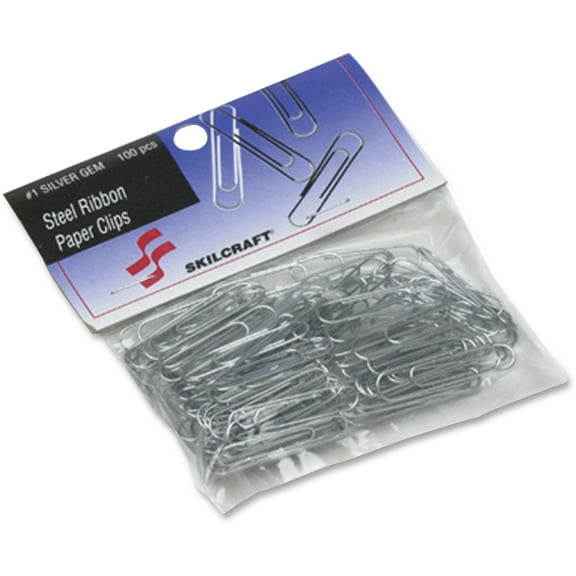 SKILCRAFT, NSN4676738, Paper Clips, 100 / Pack, Silver